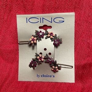 Icing Pink and Plum with Red Rhinestones Barretts